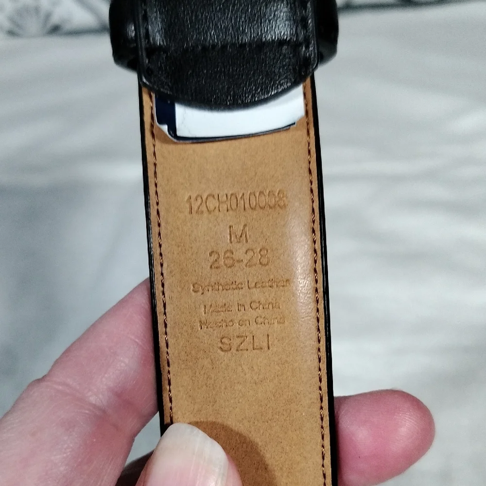 Chaps Boy's Black Leather Ratchet Belt With Silver Buckle Size M 26-28 Like New